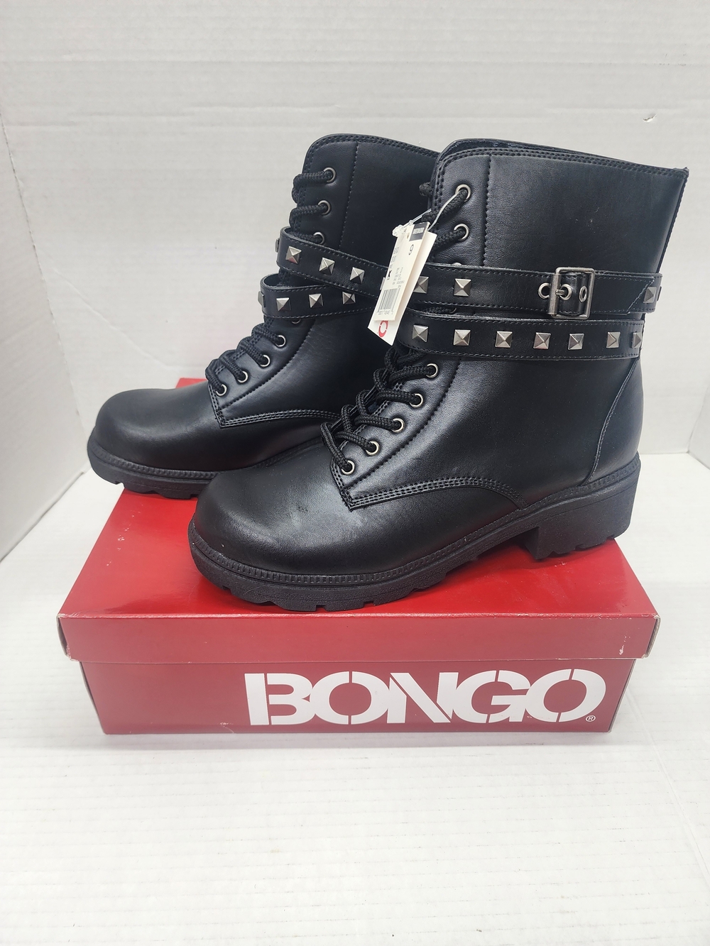 NEW Y2K Bongo Women's Black Studded Combat Boots Size 9